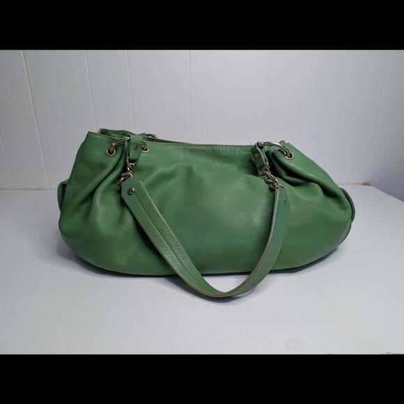 💚 Juicy Couture Green Leather Slouch Bag – Y2K Style - Picture 4 of 9